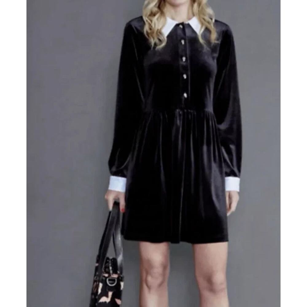 ModCloth Velvet Dress Wednesday Adams Black Skull Punk Grunge Large A005874